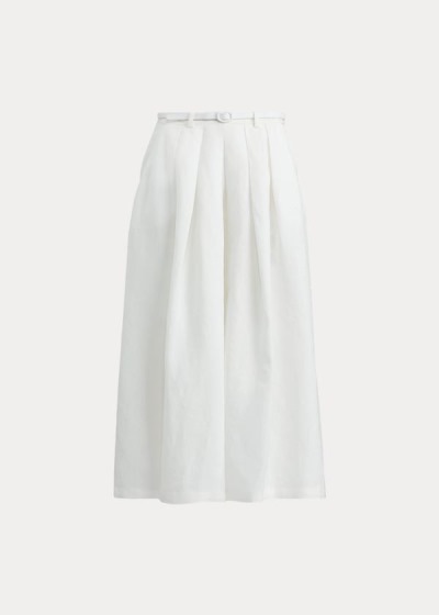 Pantalones Ralph Lauren Mujer Blancos - Adrianna Linen Wide-Leg - VOULA7421